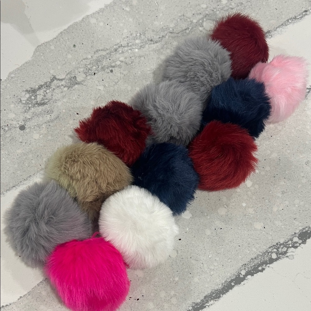 Colorful Faux Fur Pom Pom 12 total